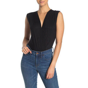 Ten Sixty Women's Sherman Plunge Neck Solid Bodysuit Size M in black